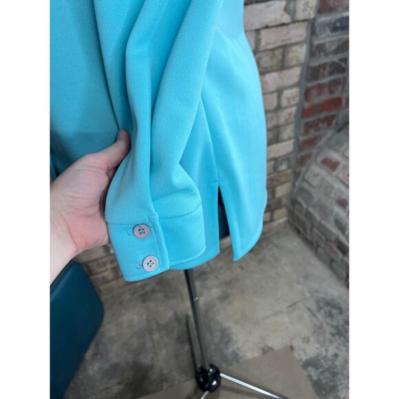 button up shirt dagger collar aqua blue 1970s - Picture 5 of 9